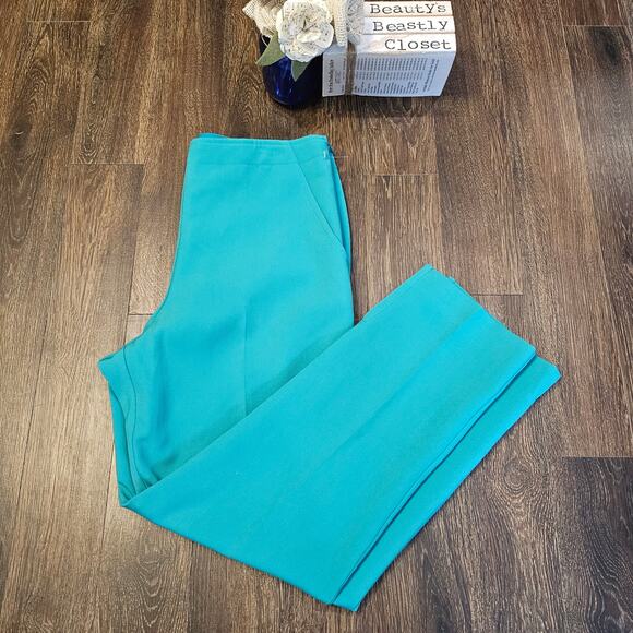 Trina Turk Pop Pants Green Crop Tapered Split Ankle Trouser Pant 8 NWT - Picture 1 of 12